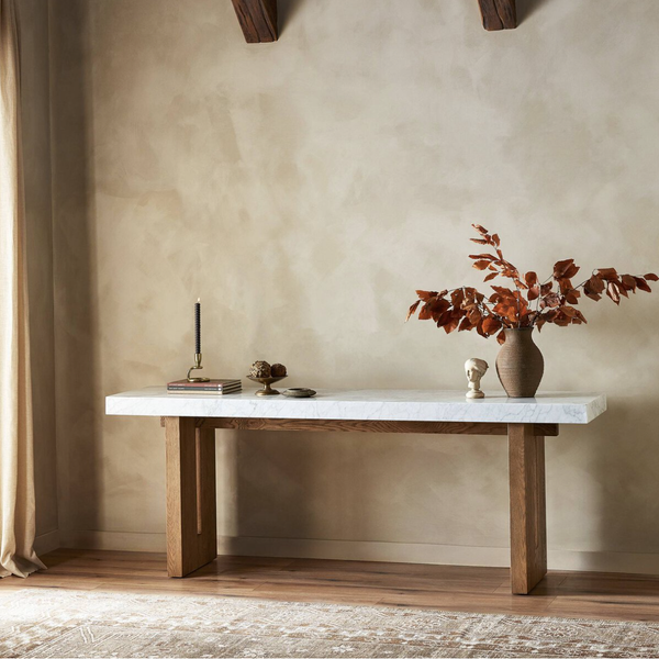 Olympia Console Table in Carrara Marble