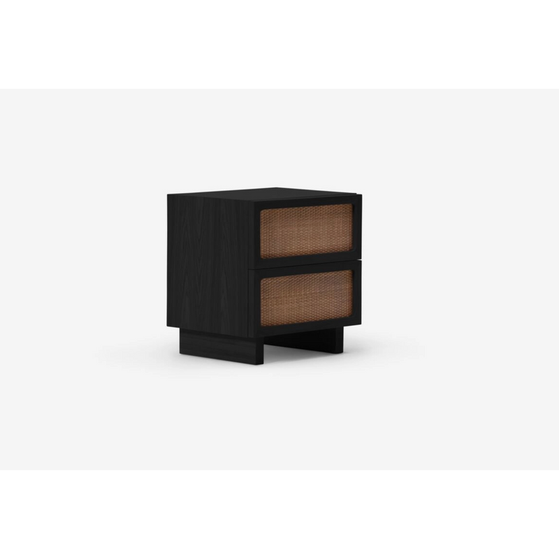 Stadium Double Drawer Nightstand in Black Oak