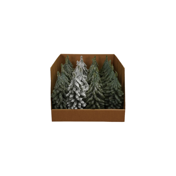Evergreen Trees with Wood Slice Bases