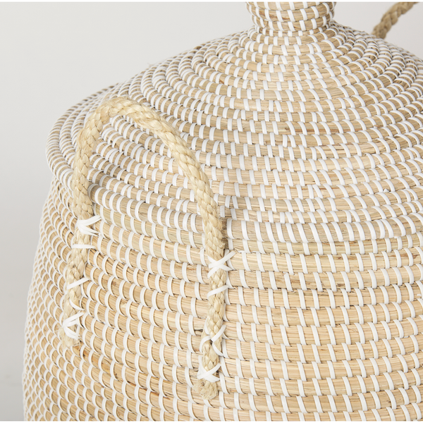 Kairi Seagrass Floor Baskets w/ Lids and Handles