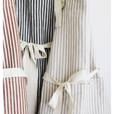 Pinstripe Ruffle Apron | Tan