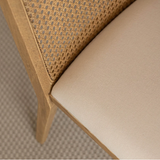 Cane Dining Chair in Oyster Linen with Natural Frame