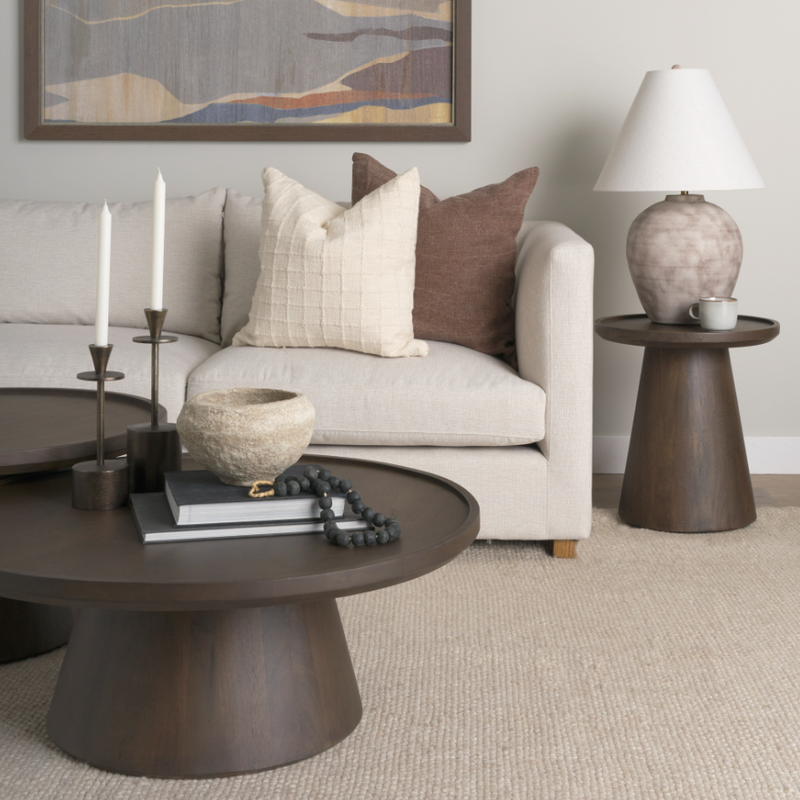 Takoda Tapered Drum Accent Table in Dark Brown Wood