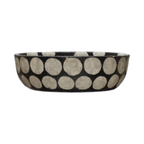 Terra-cotta Bowl w/ Wax Relief Dots, Black & Cement Color