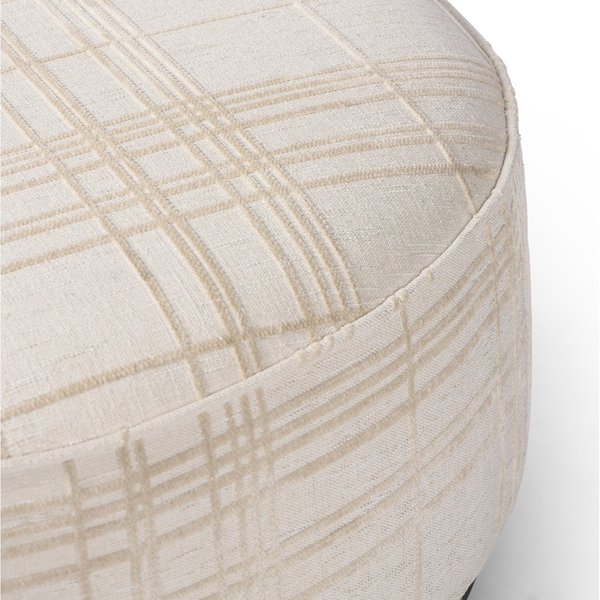 Sinclair Large Round Ottoman in Sheffield Ivory