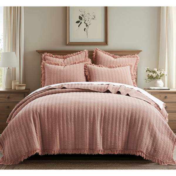 Wilhemina Quilt Set in Dusty Rose