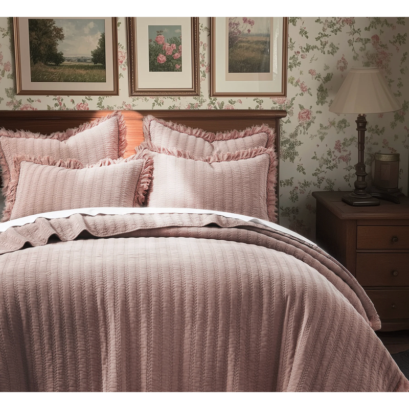Wilhemina Quilt Set in Dusty Rose