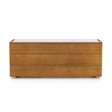 Grant Outdoor End Table with White Marble Top