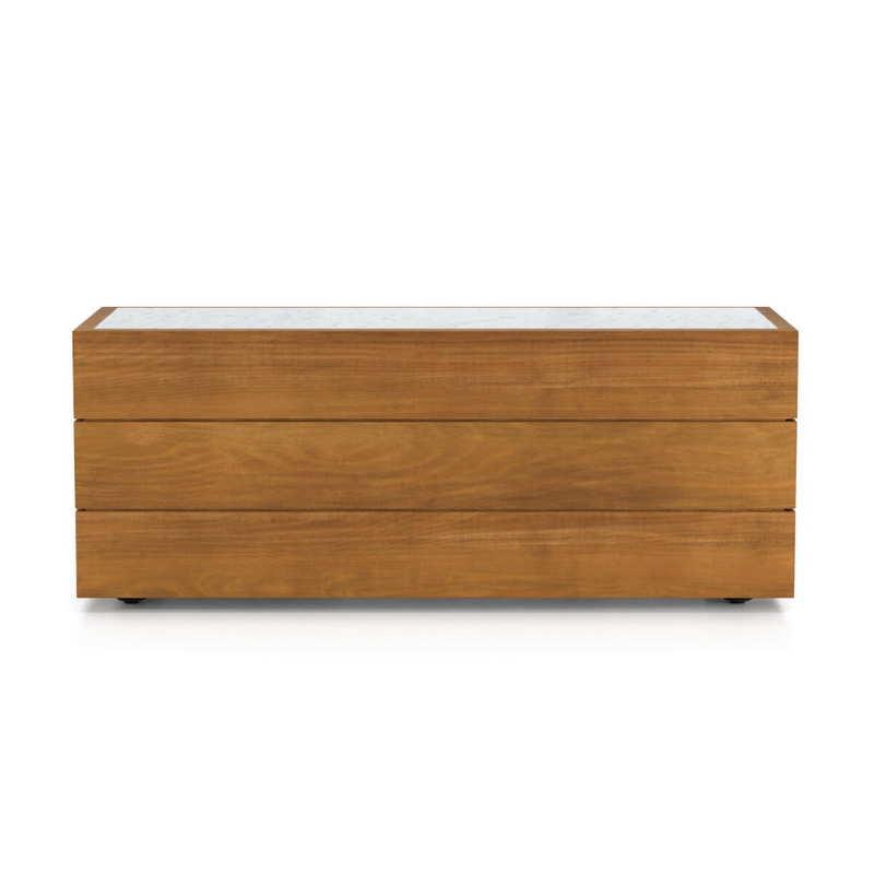 Grant Outdoor End Table with White Marble Top