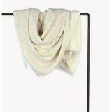 Sketched Crinkle Fleece Lined Throw in Natural/Grey Slub