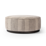 Sinclair Large Round Ottoman in Manchester Flint