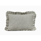 Ruffle Lumbar Pillow Olive Green