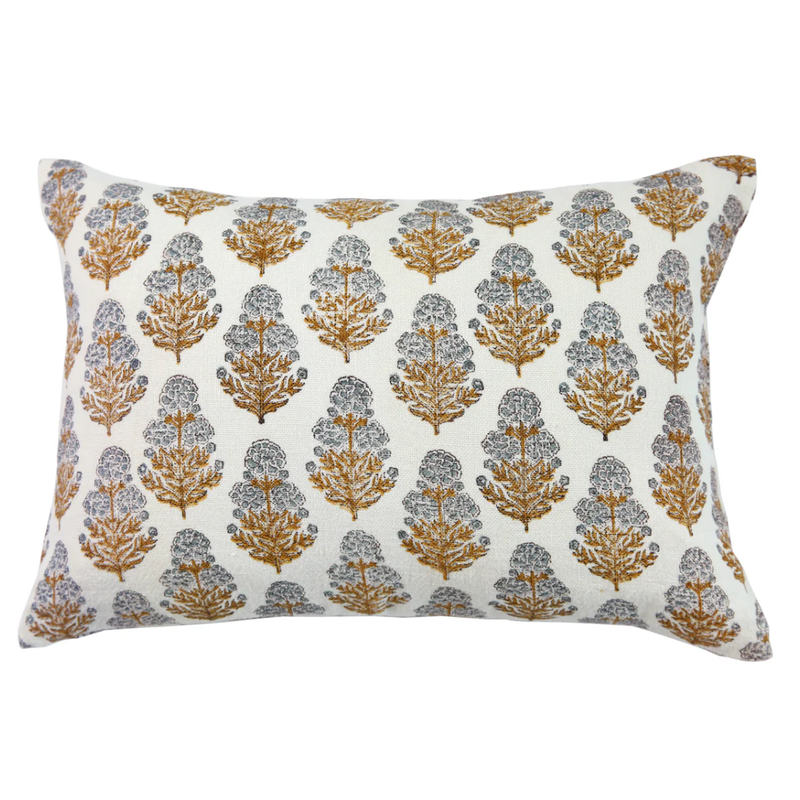 Margot Mustard on White Cushion