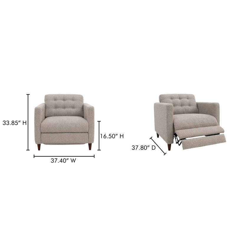Bridgers Power Recliner Chair Warm Grey