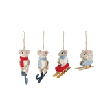 Felt Mouse on Sled / Skis Ornament - 4 Styles