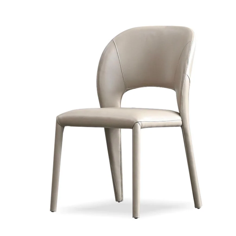 Bosco Dining Chair in Taupe Pebbled Leather