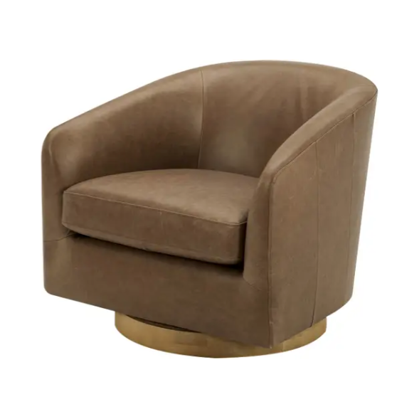 Oscy Swivel Chair - Tan Leather