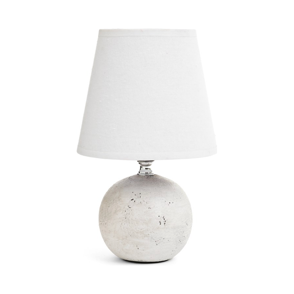 Antique Pottery Table Lamp - Light Grey/White