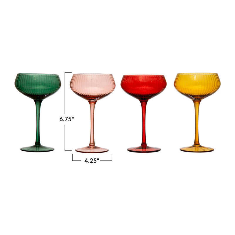 8 oz. Stemmed Champagne/Coupe Glass, 4 Colors