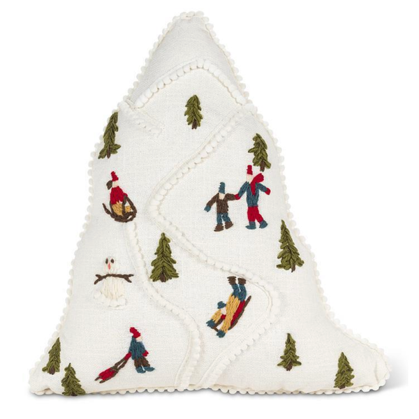 Ski Scene on Tree Shape Pillow