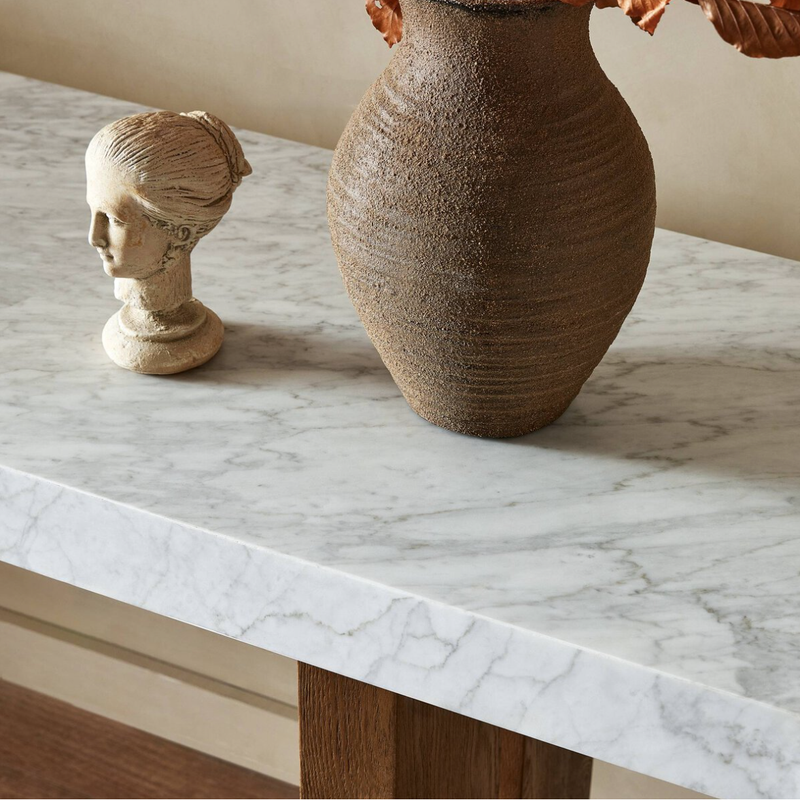 Olympia Console Table in Carrara Marble