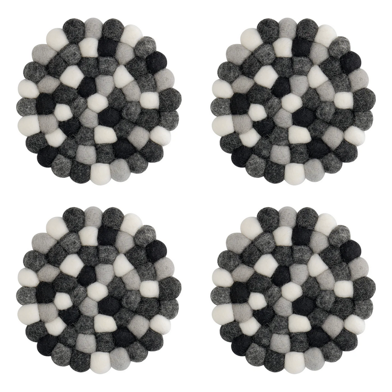 Modwool Felt Coaster in Black/White/Grey - Set of 4