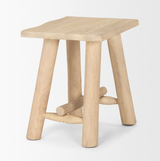 Sekou Light Brown Short Wooden Craftsman Stool