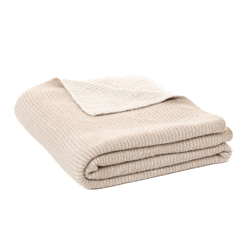 Softy Striped Bed Blanket in Cream/Beige