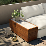 Grant Outdoor End Table with White Marble Top