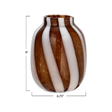 Brown and White Glass Vase