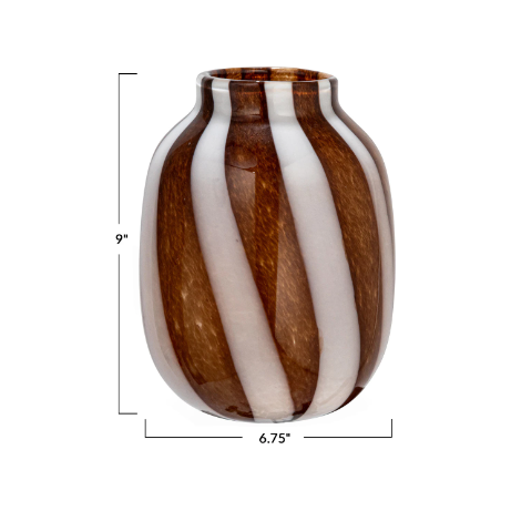 Brown and White Glass Vase