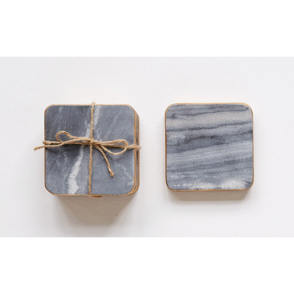 Marble Coasters with Gold Edge, Set of 4