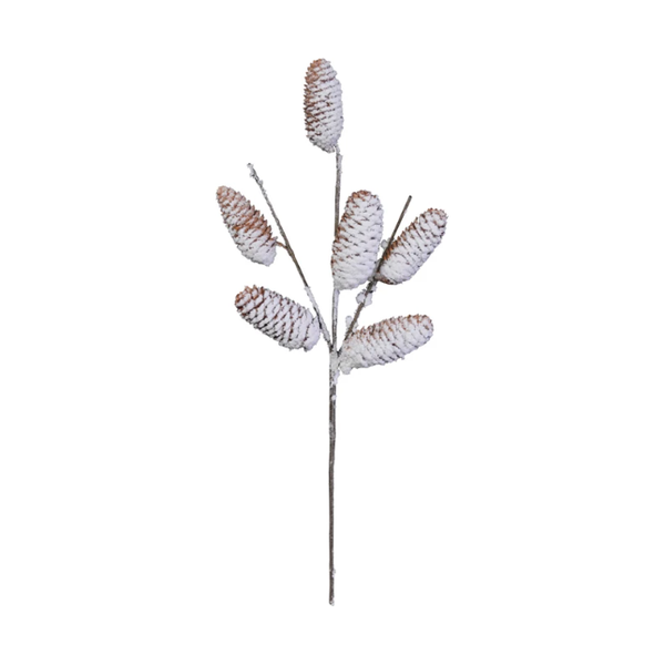 Natural Pinecone Stem in Snow Finish