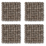Modwool Felt Ball Square Coaster in Light Brown - Set of 4