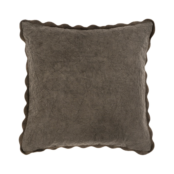 Scalloped Edge Cushion in Charcoal