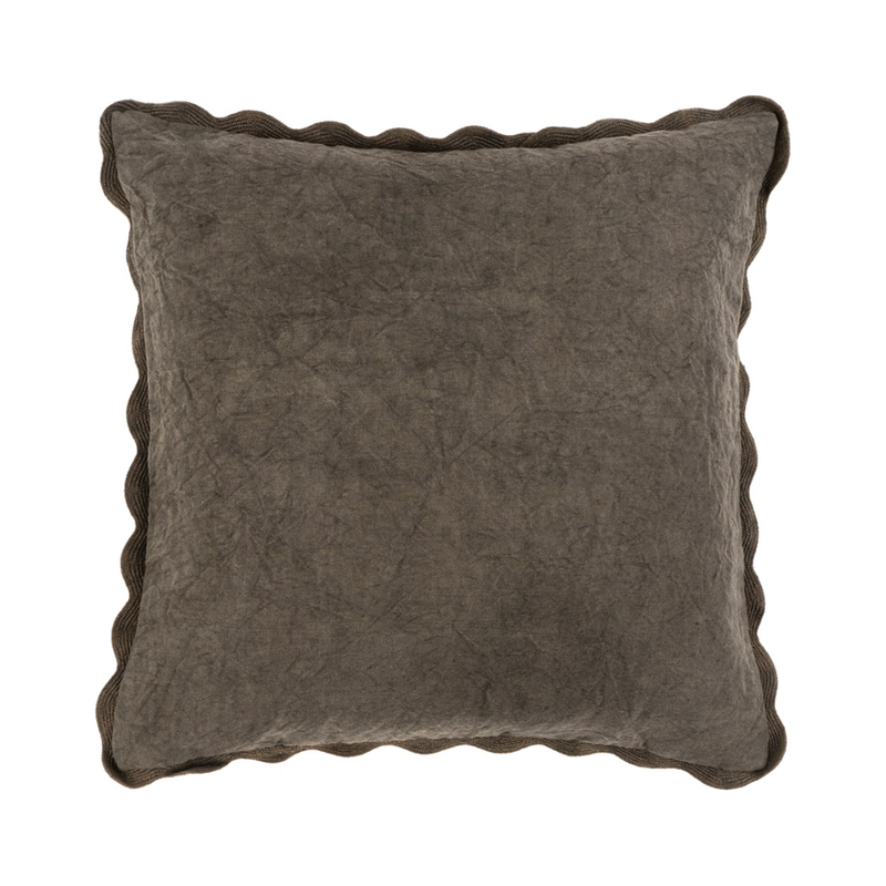 Scalloped Edge Cushion in Charcoal
