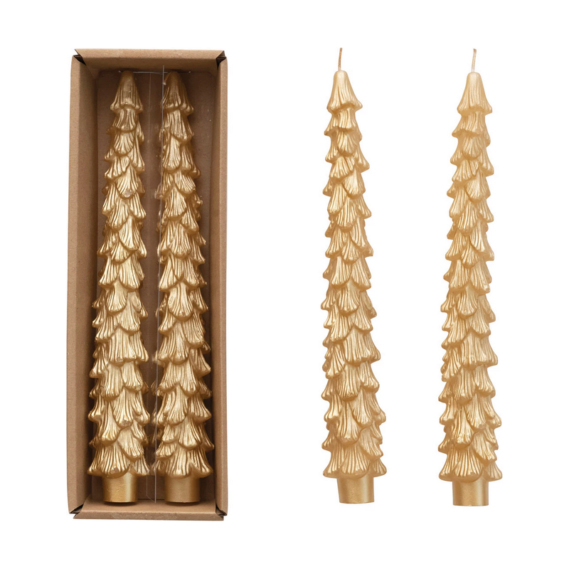 Unscented Tree Shaped Taper Candes - Eggnog Set of 2