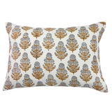 Margot Mustard on White Cushion
