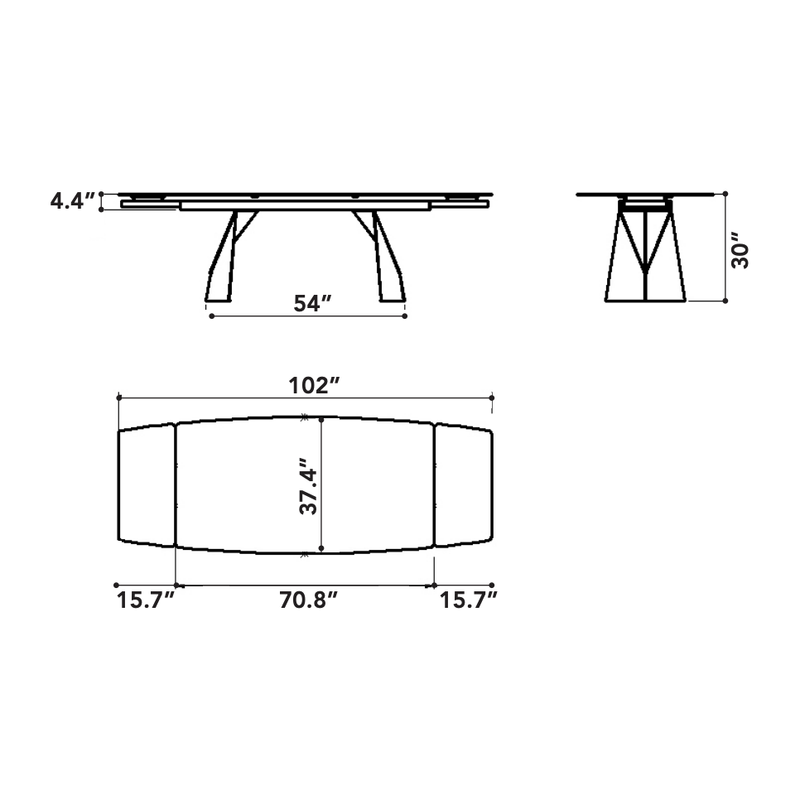 Prism Double Extension Dining Table in Carrera