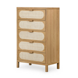 Allegra 5 Drawer Dresser in Natural Cane