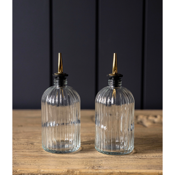 Olive Oil & Vinegar Glass Scallop Fluted Bottle