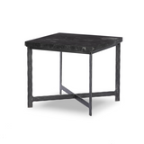 Hammered Iron End Table in Charcoal Marble