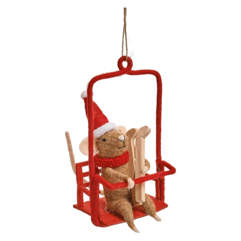 Mice on Chairlift Ornament
