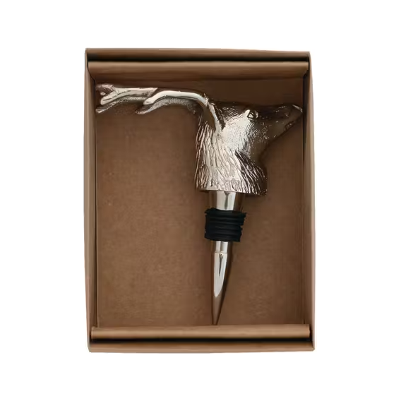 Deer Head Bottle Stopper in Nickel