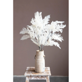 Flocked Reed Plume in White