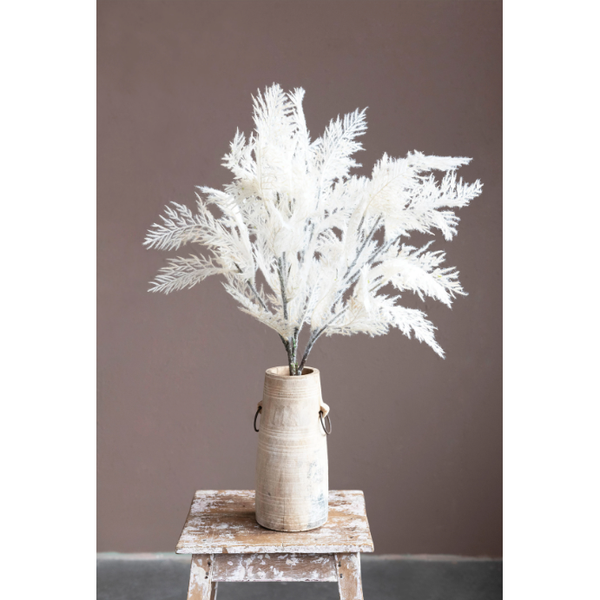 Flocked Reed Plume in White