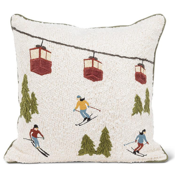 Square Ski Scene Pillow