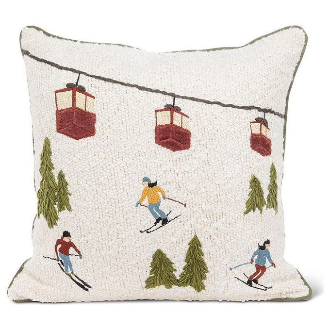 Square Ski Scene Pillow