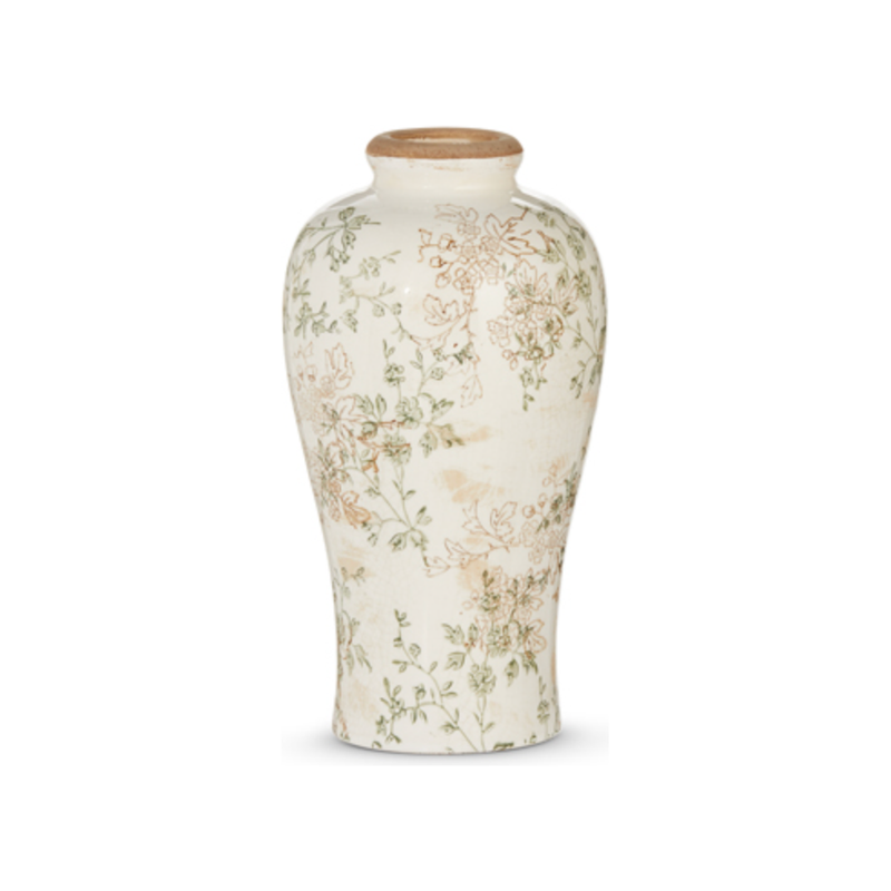 12" Taupe Floral Vase