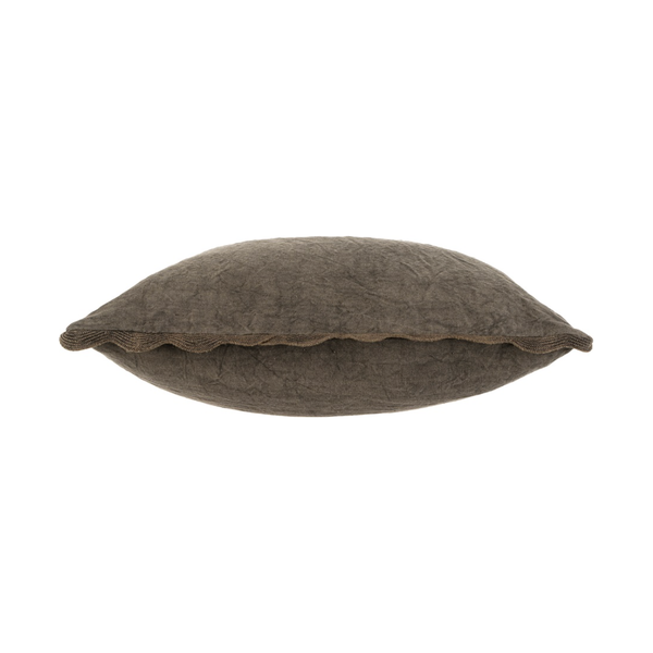 Scalloped Edge Cushion in Charcoal